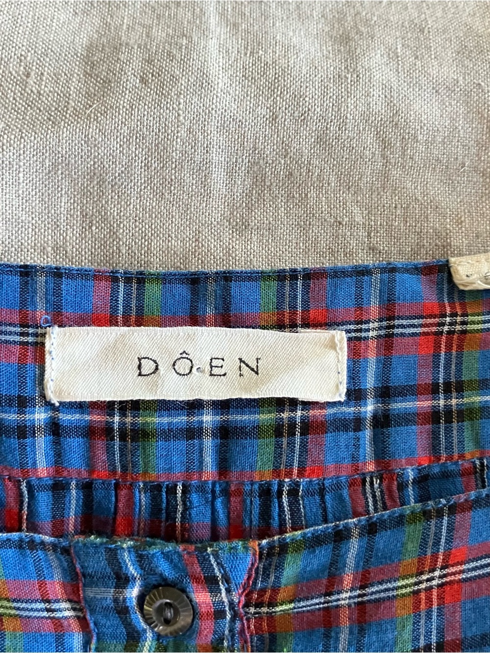 DÔEN Toulouse Top in French Plaid Blue - Size Small - Picture 9 of 11